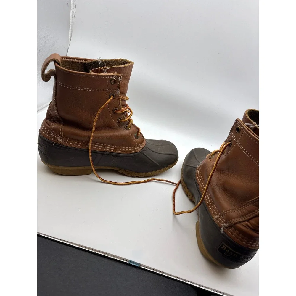 LL Bean Waterproof Leather Hunting Rain Duck Boots Mens 9 Brown Utility Outdoor
